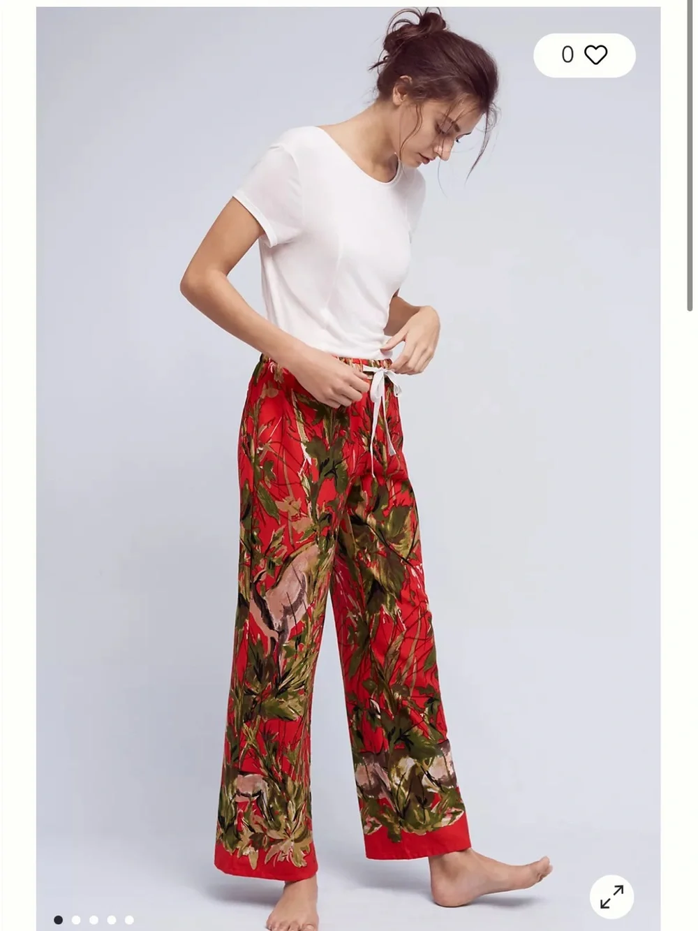 ANTHROPOLOGIE Lilka Doting Deer Red Flannel Sleep Pants Medium